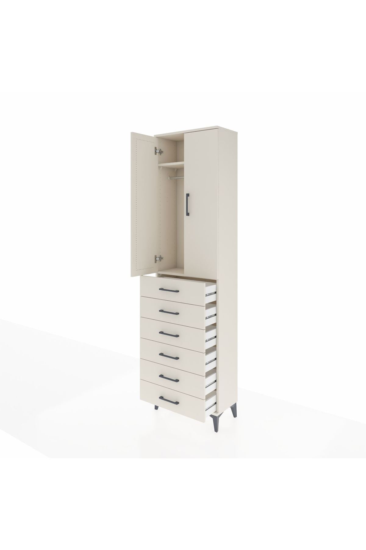 Arges Dolap 2 Raflı 6 Çekmeceli Tek Askılı 60x30x221 Aytaşı-Aytaşı