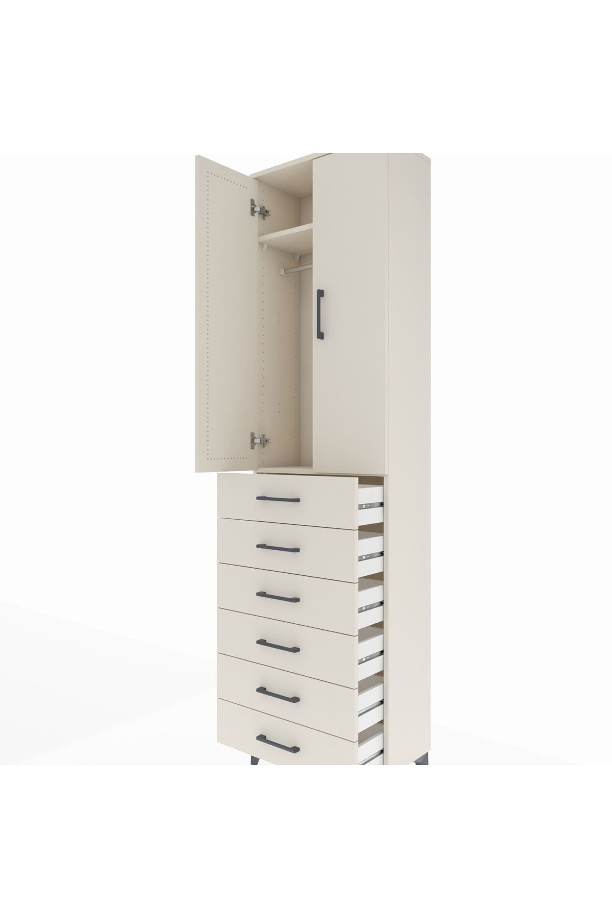 Arges Dolap 2 Raflı 6 Çekmeceli Tek Askılı 60x30x221 Aytaşı-Aytaşı