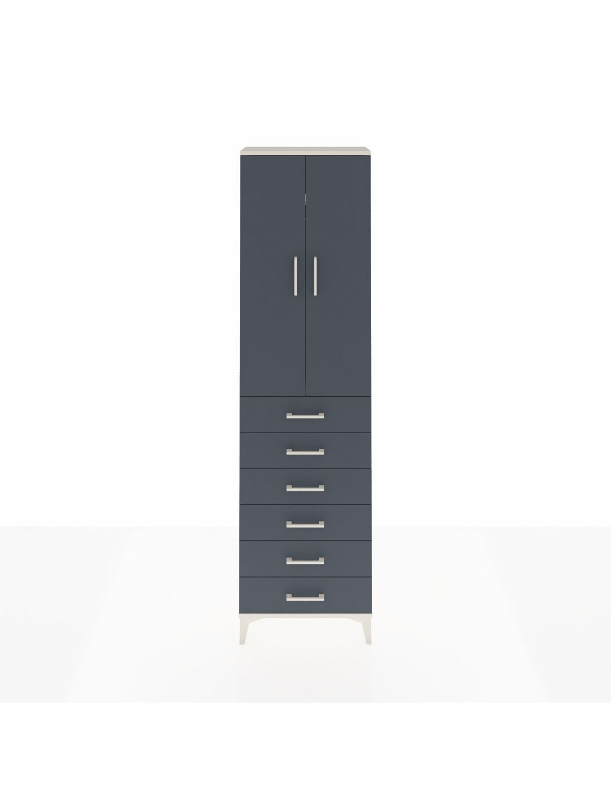 Arges Dolap 2 Raflı 6 Çekmeceli Tek Askılı 60x30x221 Aytaşı-Antrasit