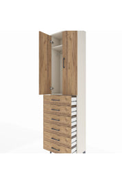 Arges Dolap 2 Raflı 6 Çekmeceli Tek Askılı 60x30x221 Aytaşı-Çam