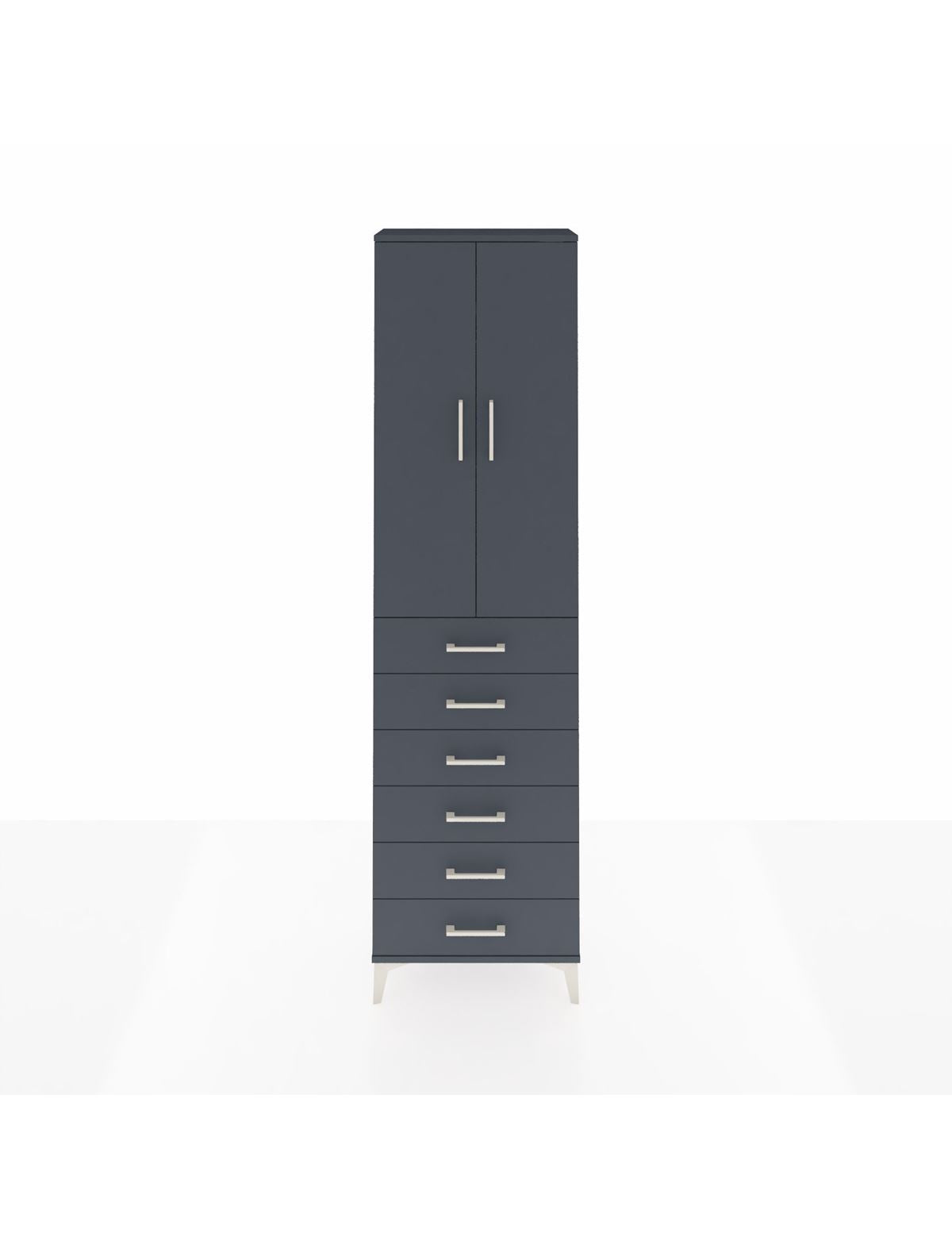 Arges Dolap 2 Raflı 6 Çekmeceli Tek Askılı 60x30x221 Antrasit-Antrasit