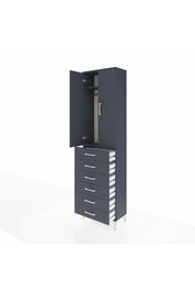 Arges Dolap 2 Raflı 6 Çekmeceli Tek Askılı 60x30x221 Antrasit-Antrasit