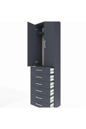 Arges Dolap 2 Raflı 6 Çekmeceli Tek Askılı 60x30x221 Antrasit-Antrasit