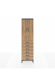 Arges Dolap 2 Raflı 6 Çekmeceli Tek Askılı 60x30x221 Antrasit-Çam