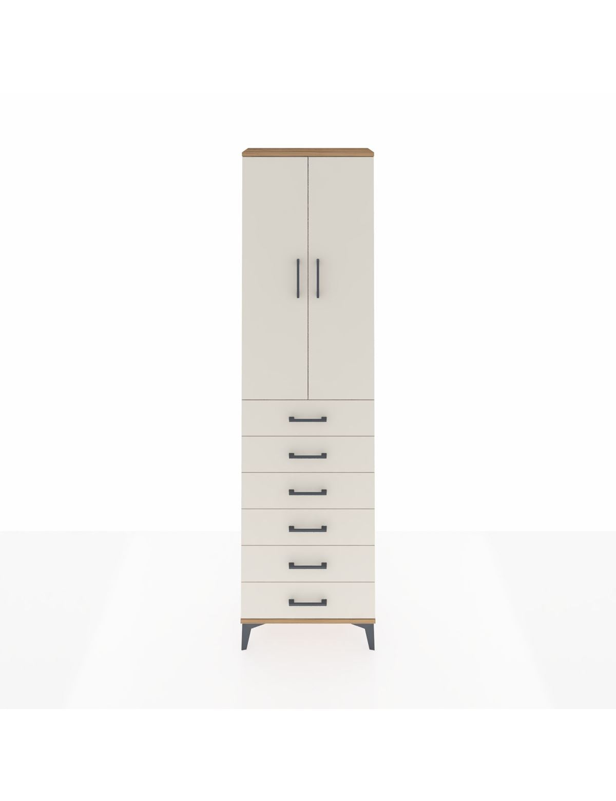 Arges Dolap 2 Raflı 6 Çekmeceli Tek Askılı 60x30x221 Çam-Aytaşı