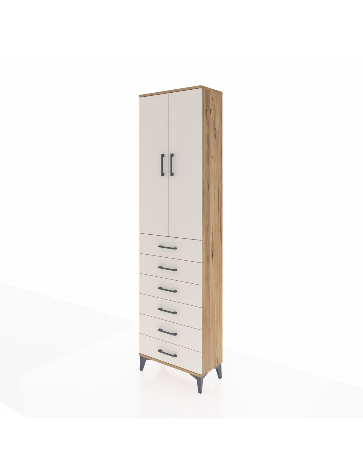 Arges Dolap 2 Raflı 6 Çekmeceli Tek Askılı 60x30x221 - S29M109V7A