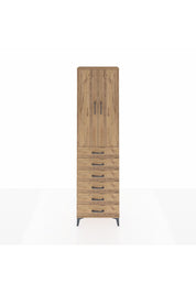 Arges Dolap 2 Raflı 6 Çekmeceli Tek Askılı 60x30x221 Çam-Çam