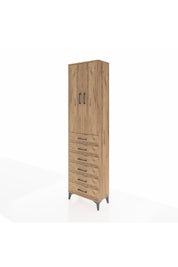 Arges Dolap 2 Raflı 6 Çekmeceli Tek Askılı 60x30x221 Çam-Çam