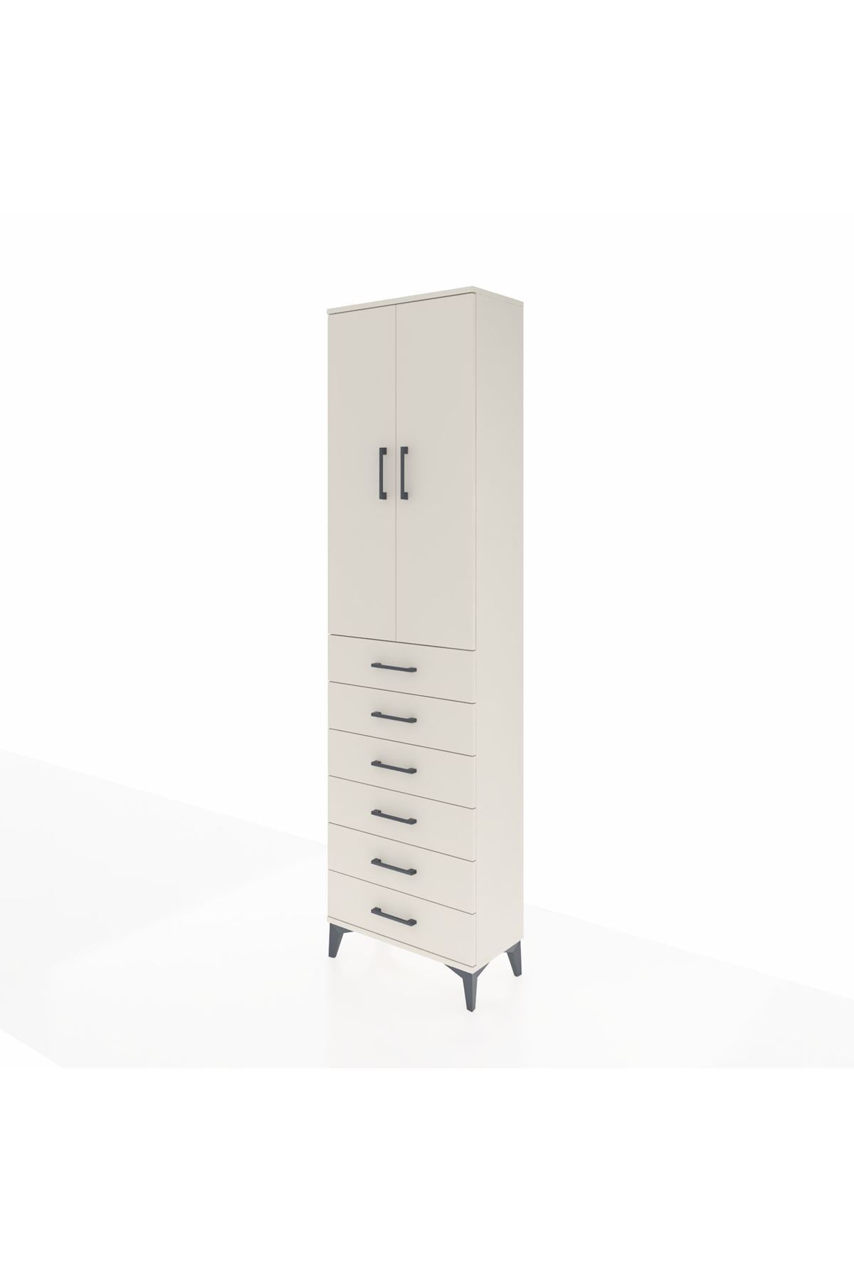 Arges Dolap 3 Raflı 6 Çekmeceli 2 Kapaklı 60x30x221 Aytaşı-Aytaşı