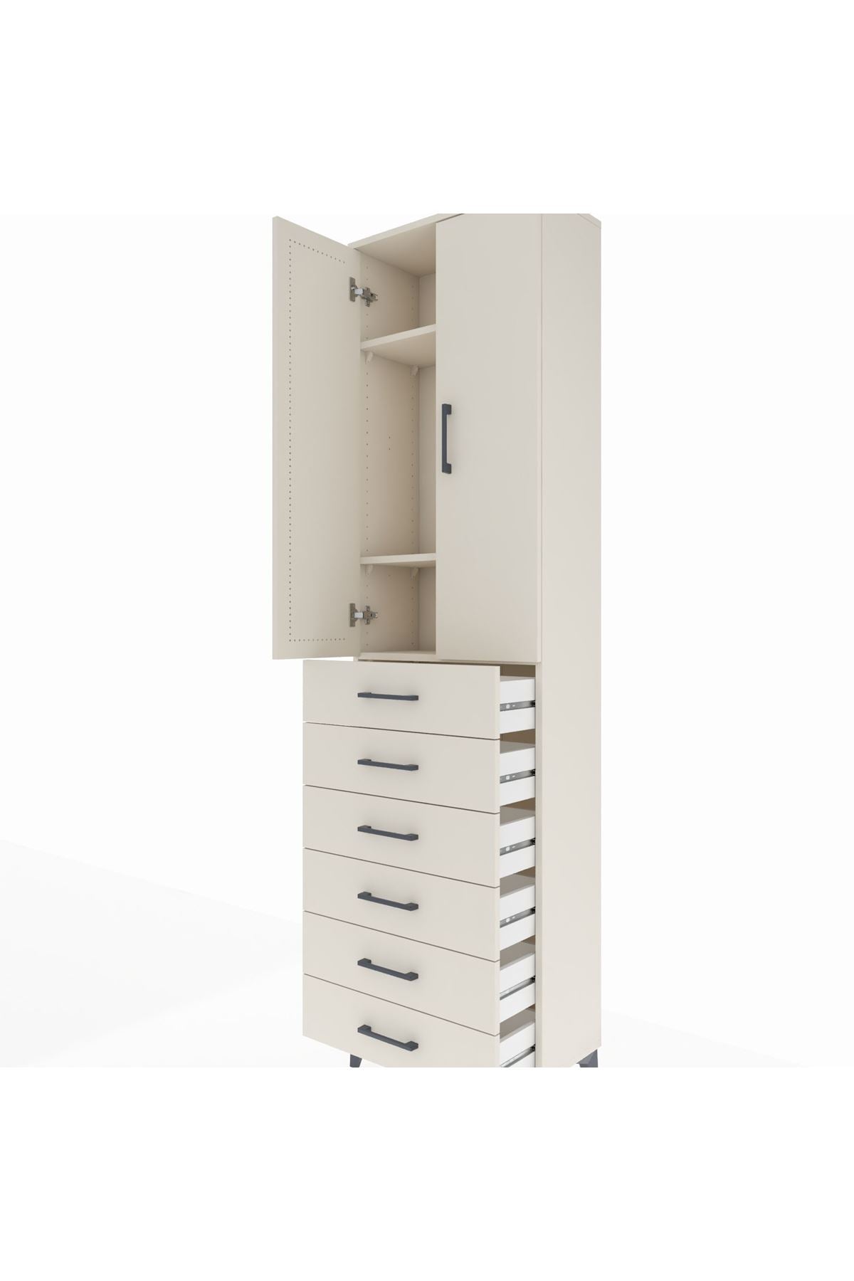 Arges Dolap 3 Raflı 6 Çekmeceli 2 Kapaklı 60x30x221 Aytaşı-Aytaşı