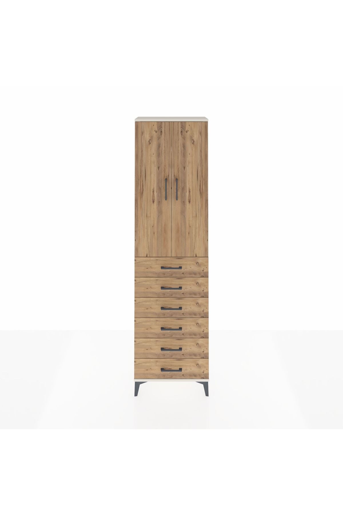 Arges Dolap 3 Raflı 6 Çekmeceli 2 Kapaklı 60x30x221 Aytaşı-Çam