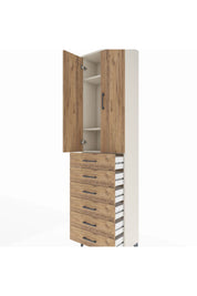 Arges Dolap 3 Raflı 6 Çekmeceli 2 Kapaklı 60x30x221 Aytaşı-Çam