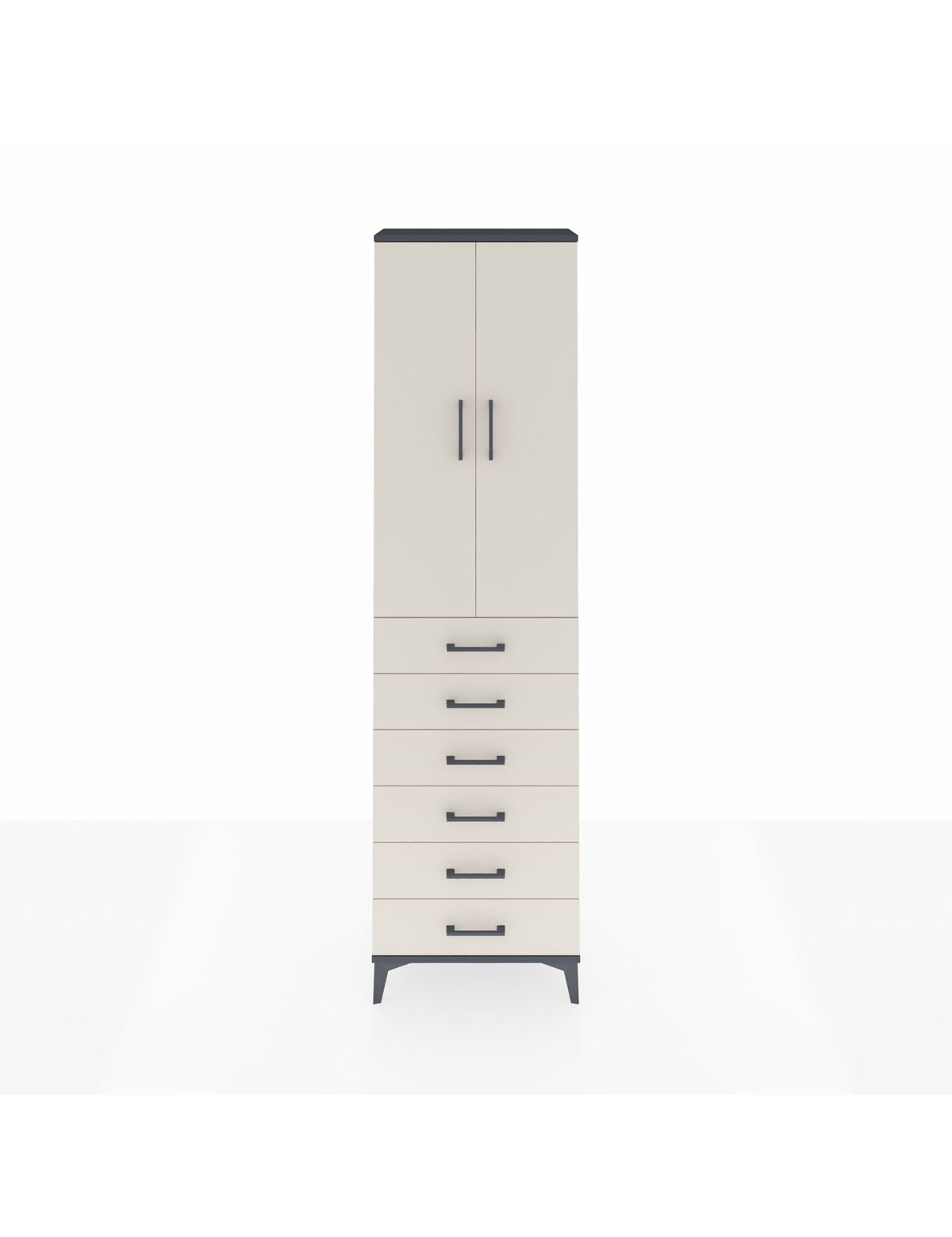 Arges Dolap 3 Raflı 6 Çekmeceli 2 Kapaklı 60x30x221 Antrasit-Aytaşı