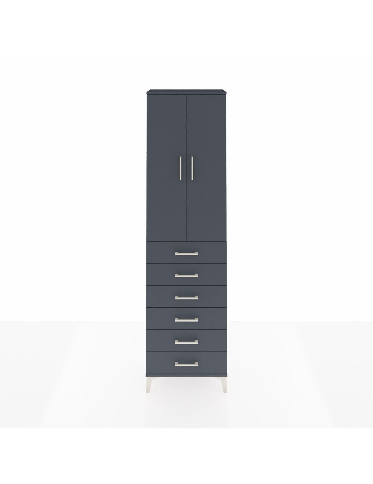 Arges Dolap 3 Raflı 6 Çekmeceli 2 Kapaklı 60x30x221 Antrasit-Antrasit