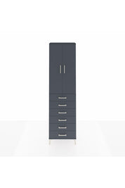 Arges Dolap 3 Raflı 6 Çekmeceli 2 Kapaklı 60x30x221 Antrasit-Antrasit