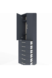 Arges Dolap 3 Raflı 6 Çekmeceli 2 Kapaklı 60x30x221 Antrasit-Antrasit