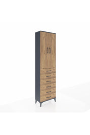 Arges Dolap 3 Raflı 6 Çekmeceli 2 Kapaklı 60x30x221 Antrasit-Çam