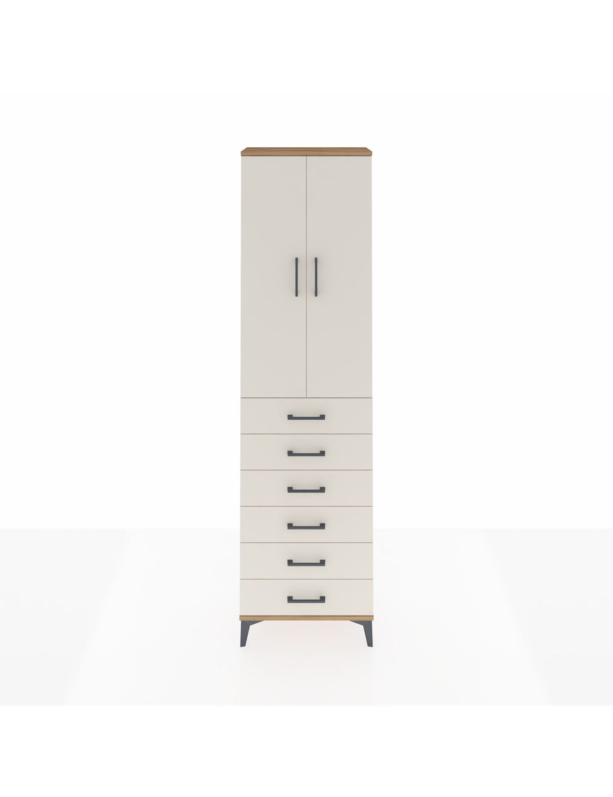 Arges Dolap 3 Raflı 6 Çekmeceli 2 Kapaklı 60x30x221 Çam-Aytaşı