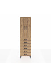 Arges Dolap 3 Raflı 6 Çekmeceli 2 Kapaklı 60x30x221 Çam-Çam