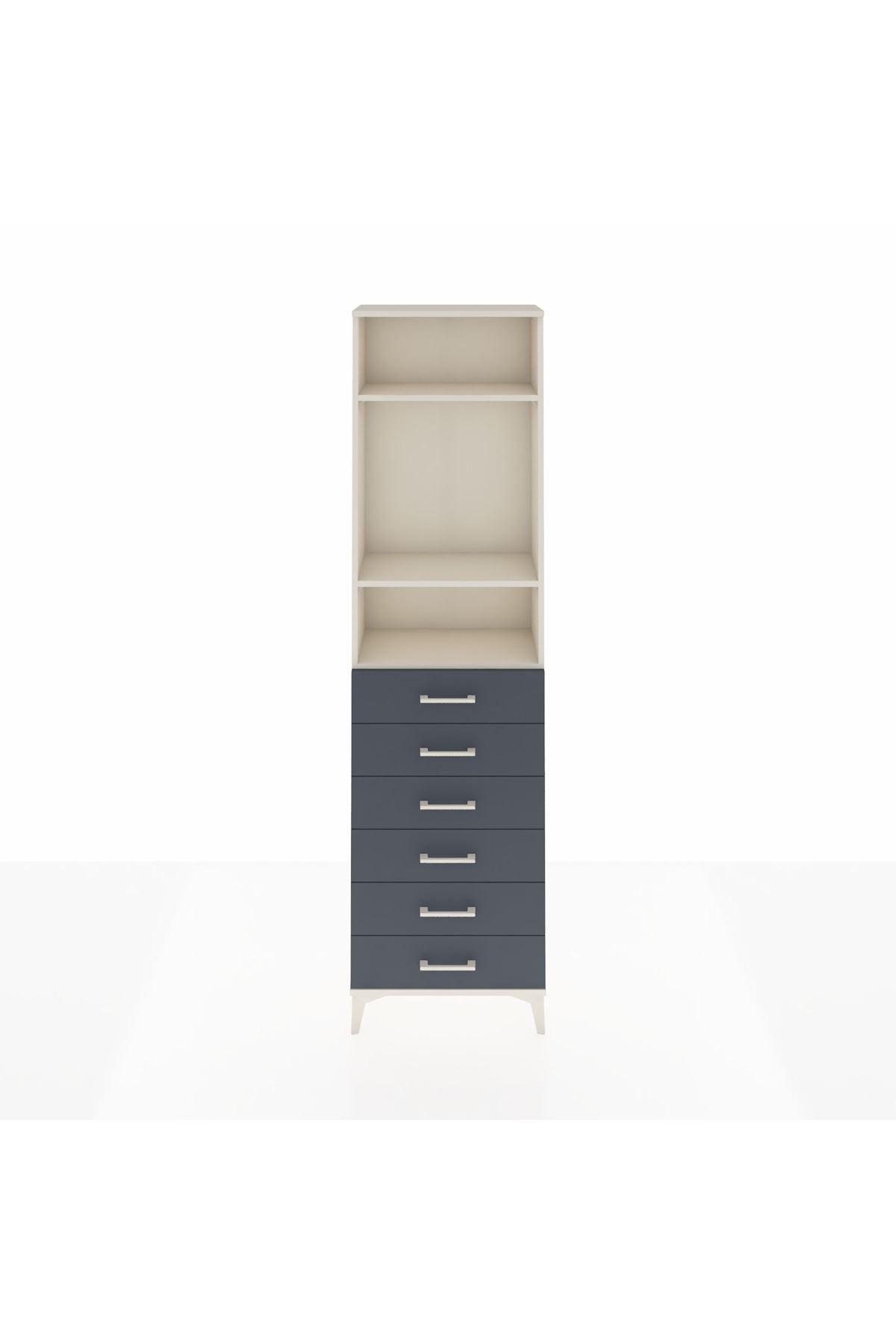 Arges Dolap 3 Raflı 6 Çekmeceli 60x30x221 Aytaşı-Antrasit