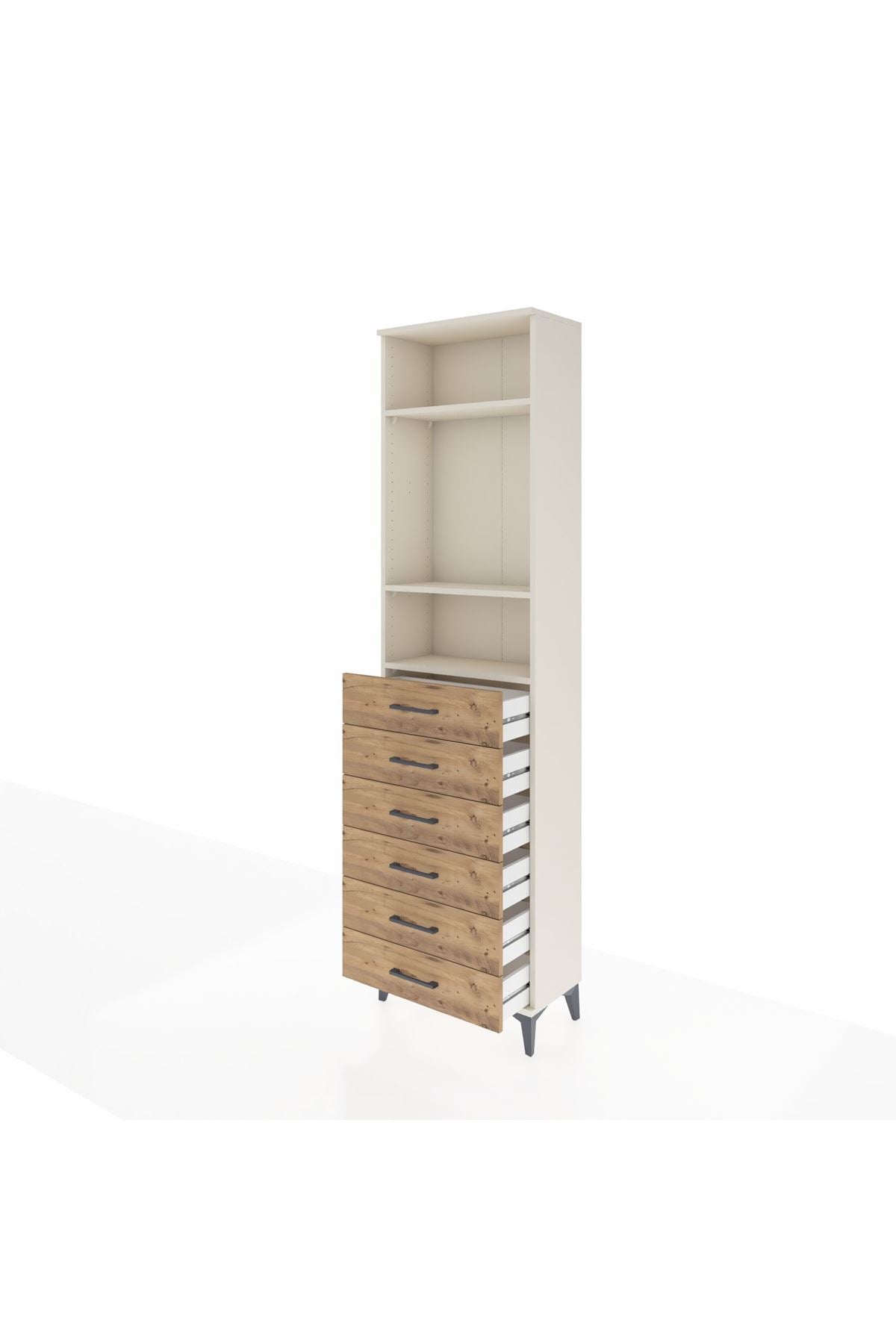 Arges Dolap 3 Raflı 6 Çekmeceli 60x30x221 Aytaşı-Çam