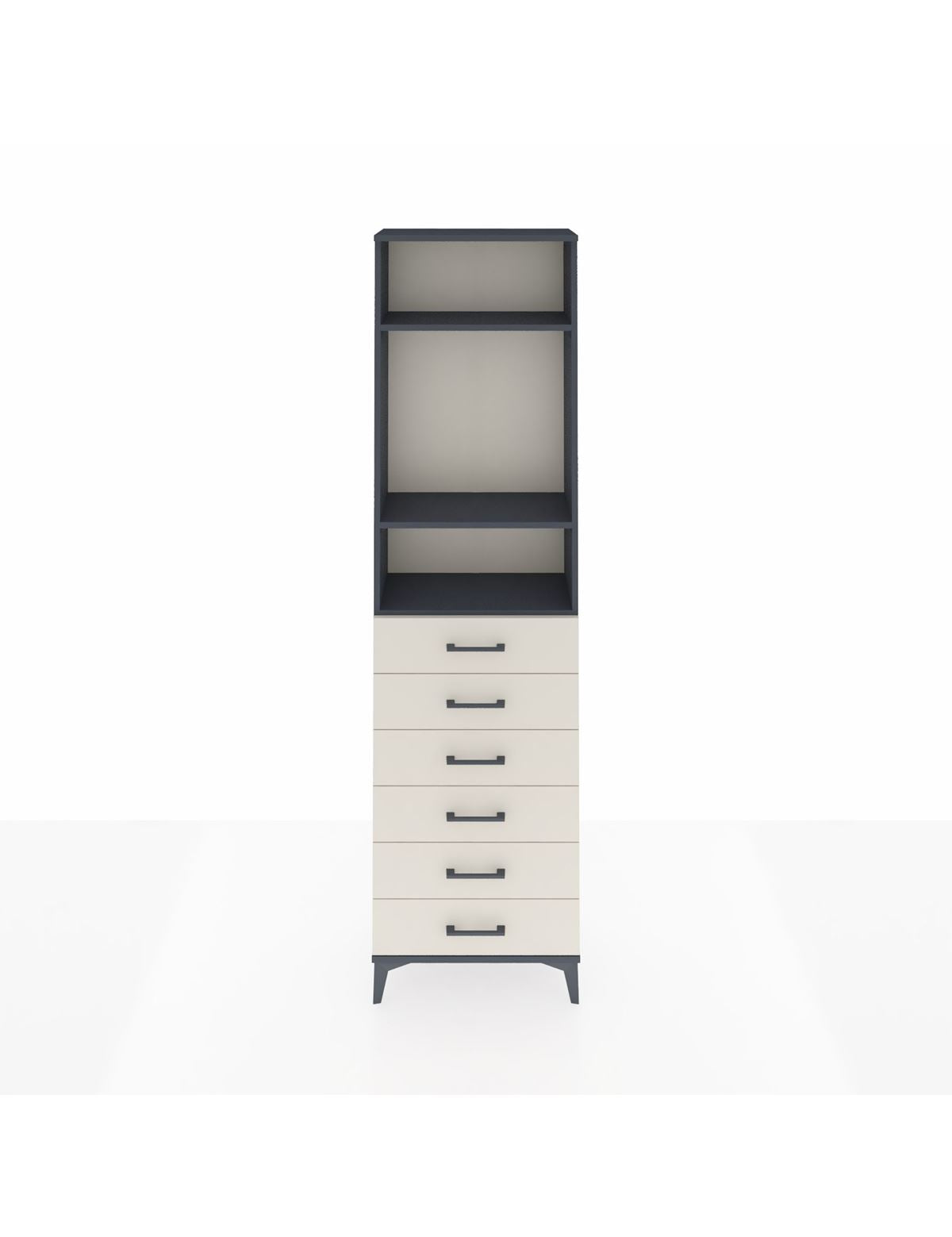 Arges Dolap 3 Raflı 6 Çekmeceli 60x30x221 Antrasit-Aytaşı