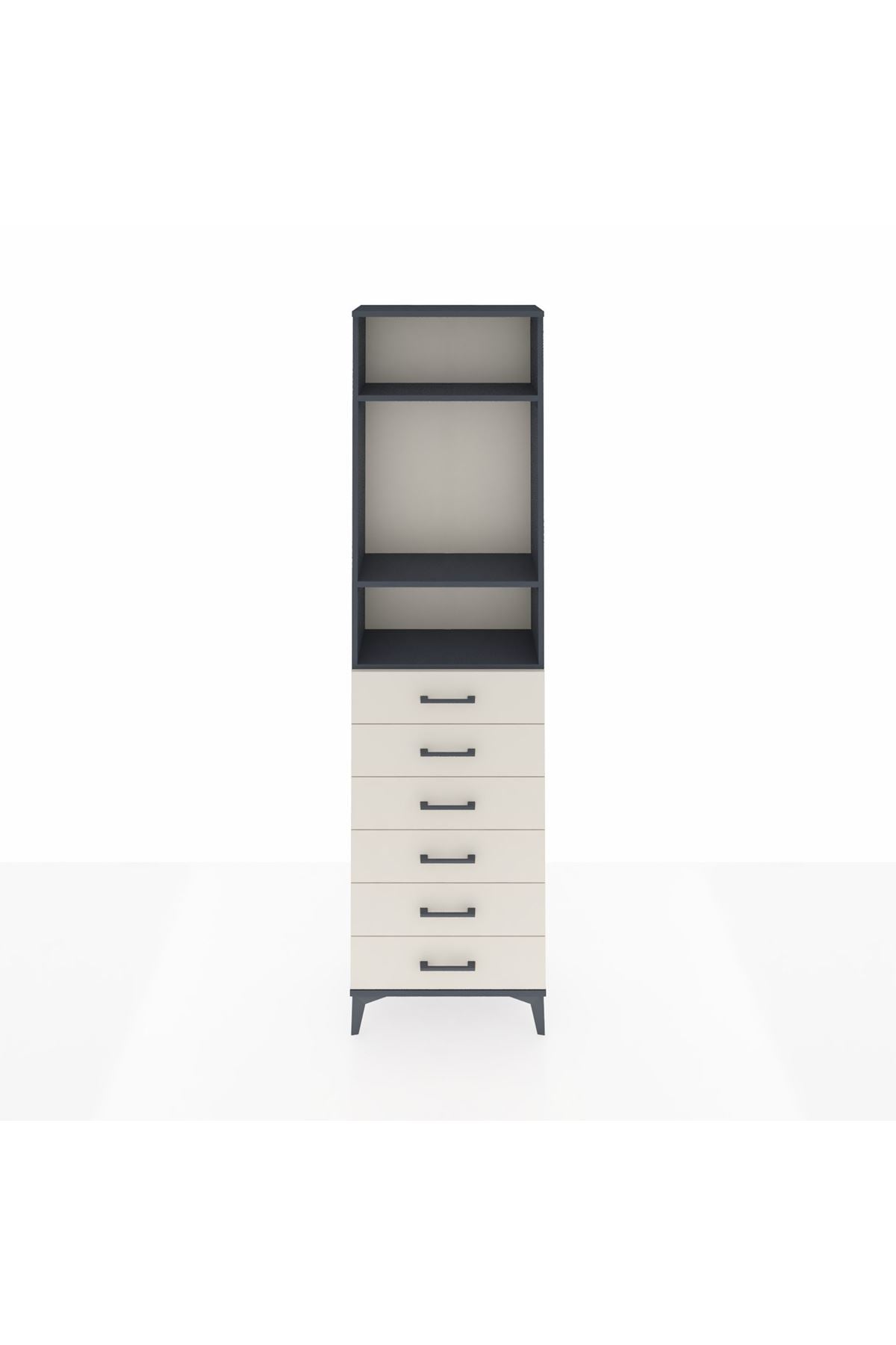 Arges Dolap 3 Raflı 6 Çekmeceli 60x30x221 Antrasit-Aytaşı