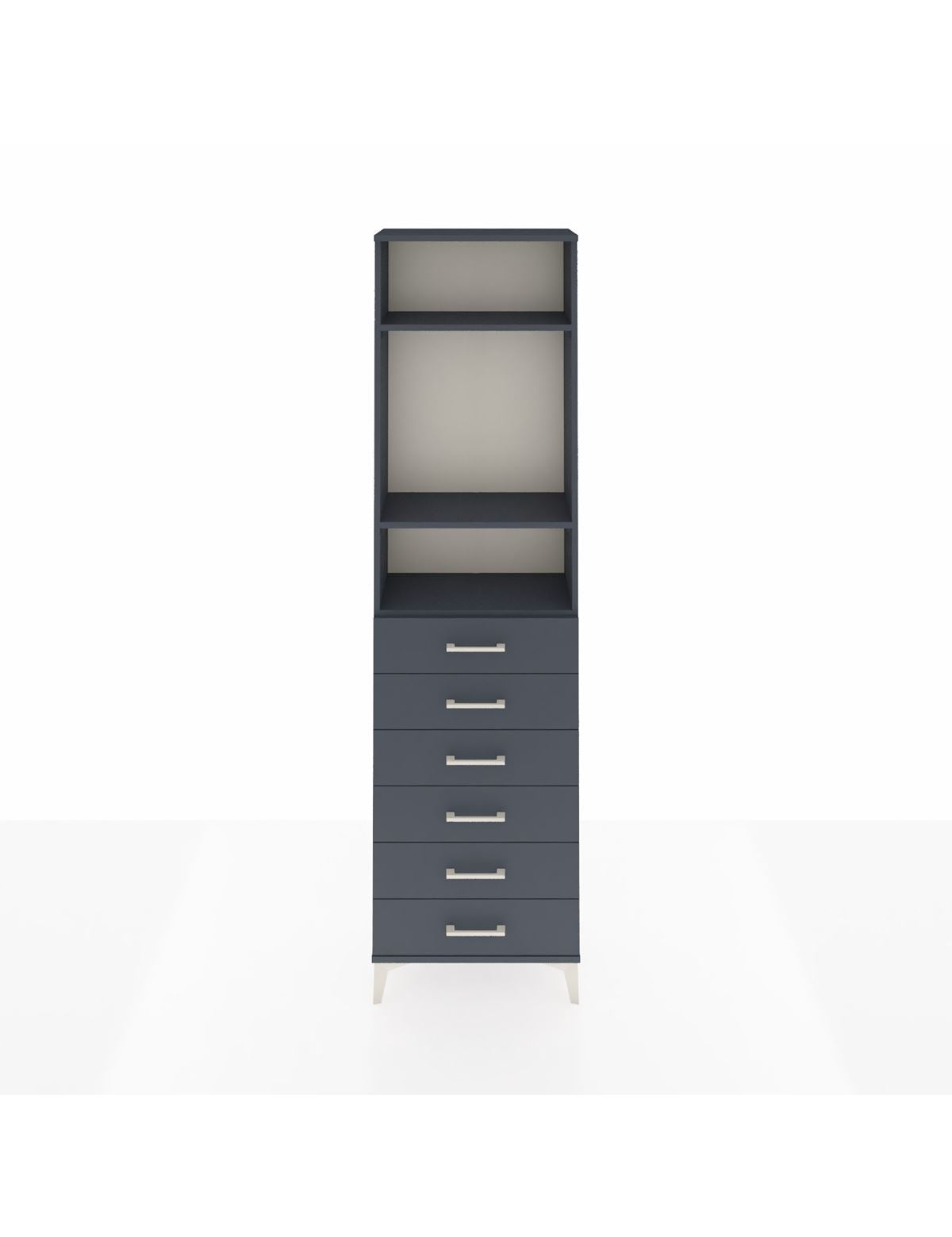 Arges Dolap 3 Raflı 6 Çekmeceli 60x30x221 Antrasit-Antrasit