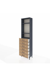 Arges Dolap 3 Raflı 6 Çekmeceli 60x30x221 Antrasit-Çam