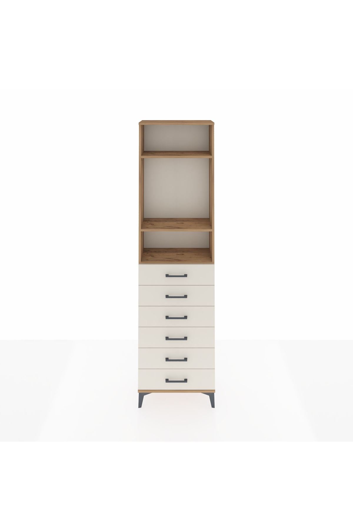 Arges Dolap 3 Raflı 6 Çekmeceli 60x30x221 Çam-Aytaşı