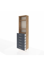 Arges Dolap 3 Raflı 6 Çekmeceli 60x30x221 Çam-Antrasit