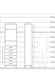 Arges Dolap 3 Raflı 6 Çekmeceli 60x30x221 Çam-Antrasit