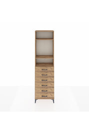 Arges Dolap 3 Raflı 6 Çekmeceli 60x30x221 Çam-Çam