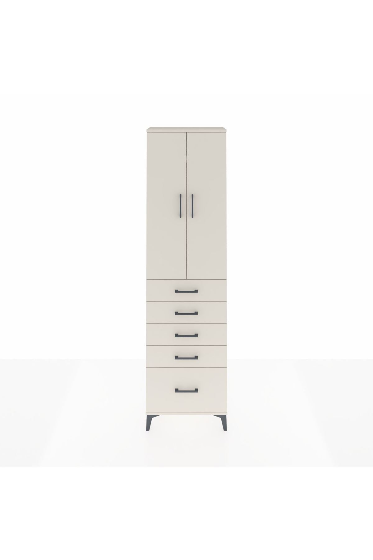 Arges Dolap 2 Raflı 5 Çekmeceli Tek Askılı 60x30x221 Aytaşı-Aytaşı