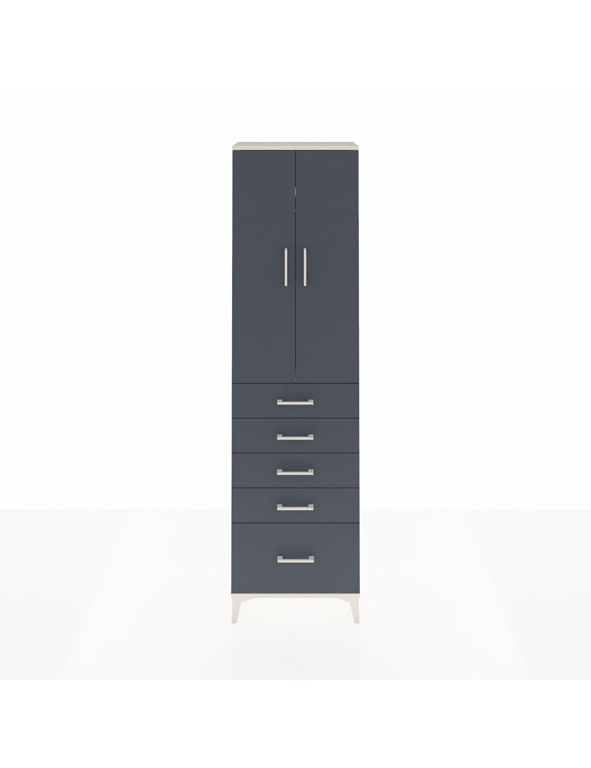 Arges Dolap 2 Raflı 5 Çekmeceli Tek Askılı 60x30x221 Aytaşı-Antrasit