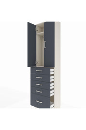 Arges Dolap 2 Raflı 5 Çekmeceli Tek Askılı 60x30x221 Aytaşı-Antrasit