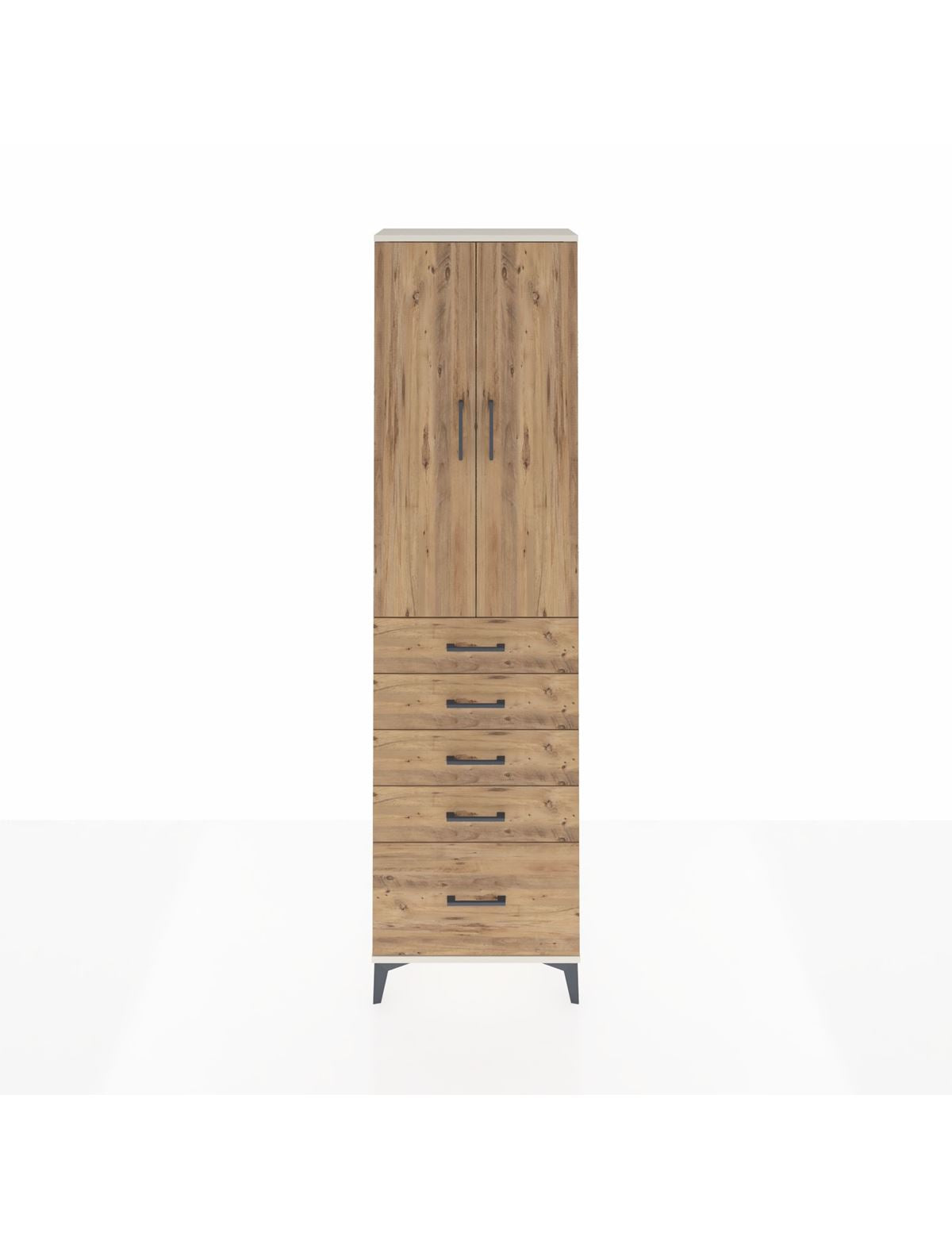 Arges Dolap 2 Raflı 5 Çekmeceli Tek Askılı 60x30x221 Aytaşı-Çam