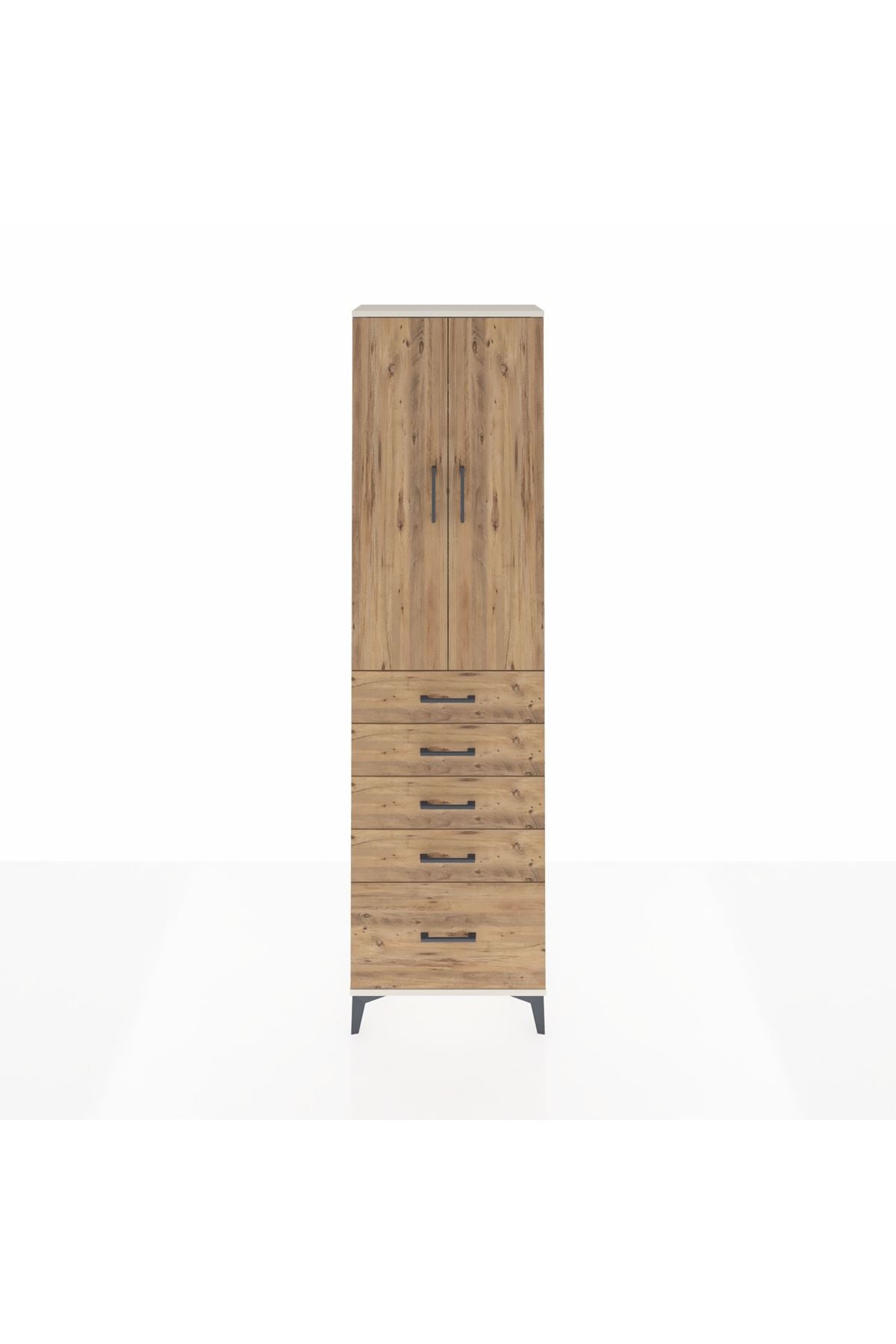 Arges Dolap 2 Raflı 5 Çekmeceli Tek Askılı 60x30x221 Aytaşı-Çam