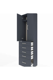 Arges Dolap 2 Raflı 5 Çekmeceli Tek Askılı 60x30x221 Antrasit-Antrasit