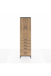 Arges Dolap 2 Raflı 5 Çekmeceli Tek Askılı 60x30x221 Antrasit-Çam