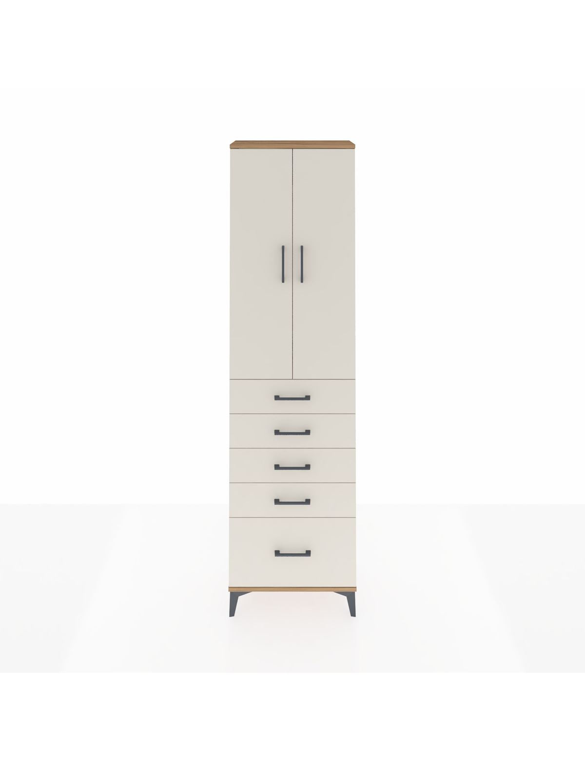 Arges Dolap 2 Raflı 5 Çekmeceli Tek Askılı 60x30x221 Çam-Aytaşı