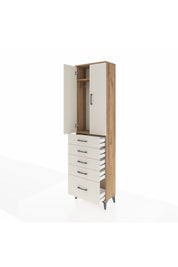 Arges Dolap 2 Raflı 5 Çekmeceli Tek Askılı 60x30x221 Çam-Aytaşı