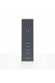 Arges Dolap 2 Raflı 5 Çekmeceli Tek Askılı 60x30x221 Çam-Antrasit