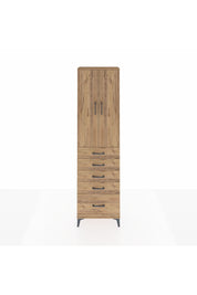 Arges Dolap 2 Raflı 5 Çekmeceli Tek Askılı 60x30x221 Çam-Çam