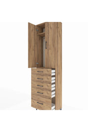 Arges Dolap 2 Raflı 5 Çekmeceli Tek Askılı 60x30x221 Çam-Çam