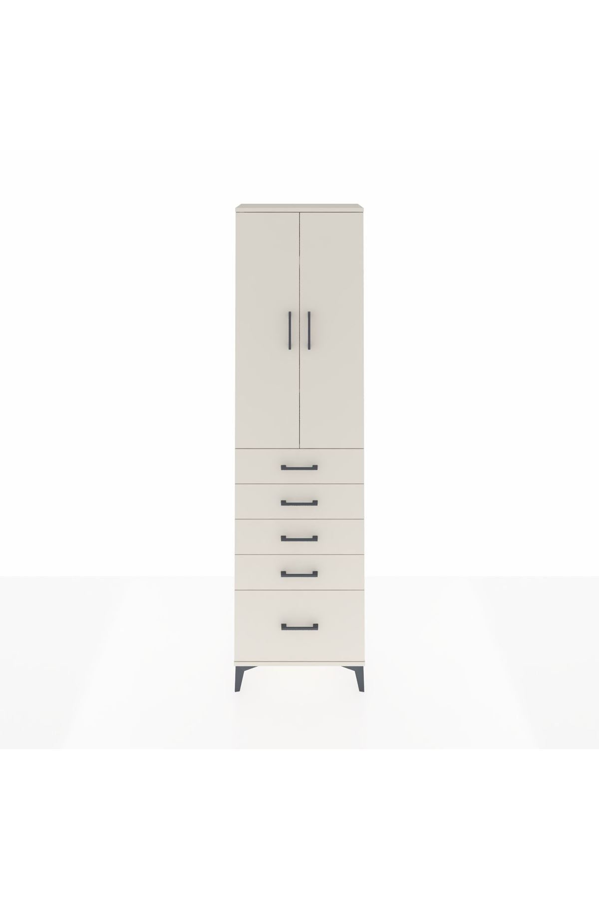 Arges Dolap 3 Raflı 5 Çekmeceli 2 Kapaklı 60x30x221 Aytaşı-Aytaşı