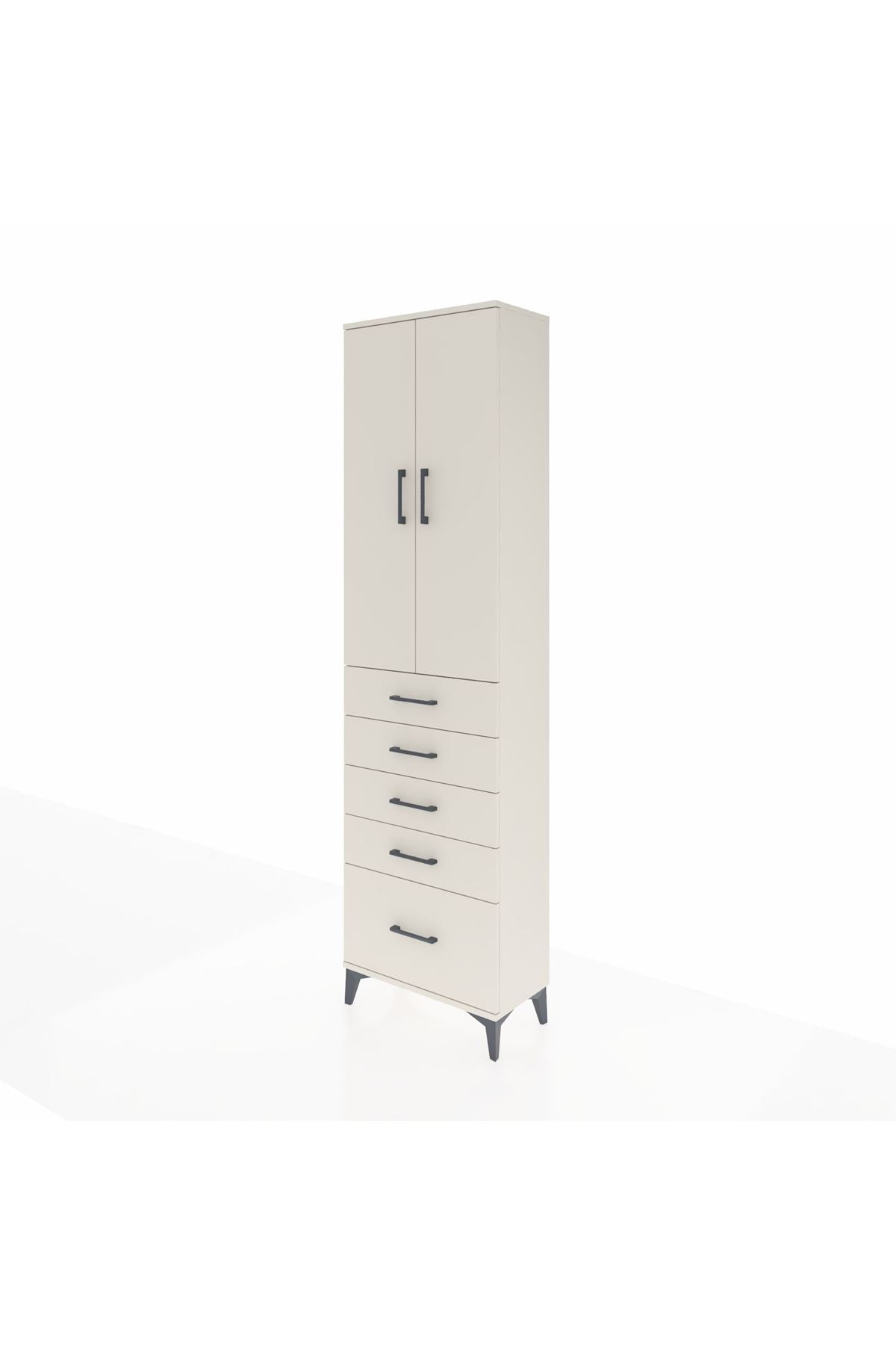 Arges Dolap 3 Raflı 5 Çekmeceli 2 Kapaklı 60x30x221 Aytaşı-Aytaşı