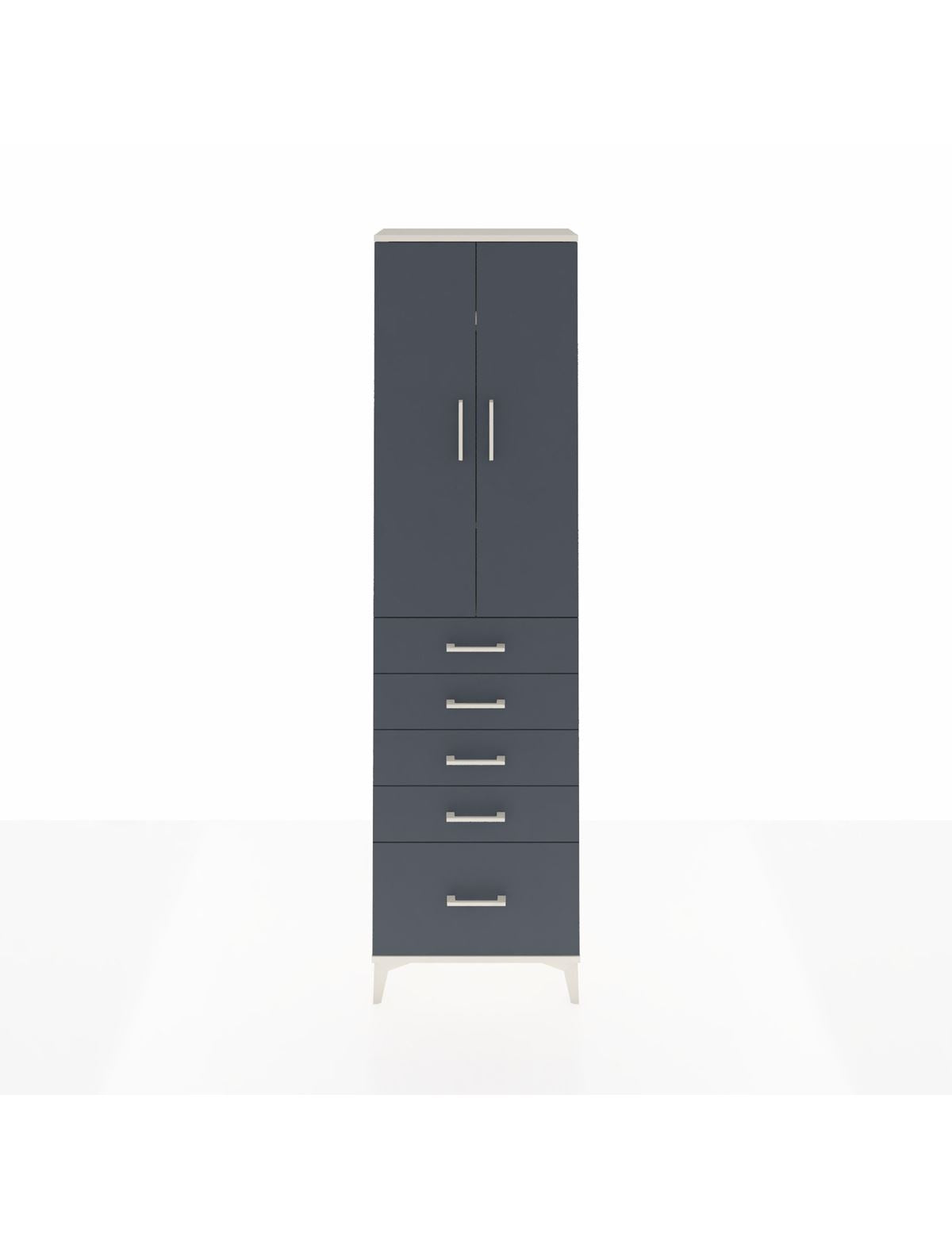 Arges Dolap 3 Raflı 5 Çekmeceli 2 Kapaklı 60x30x221 Aytaşı-Antrasit