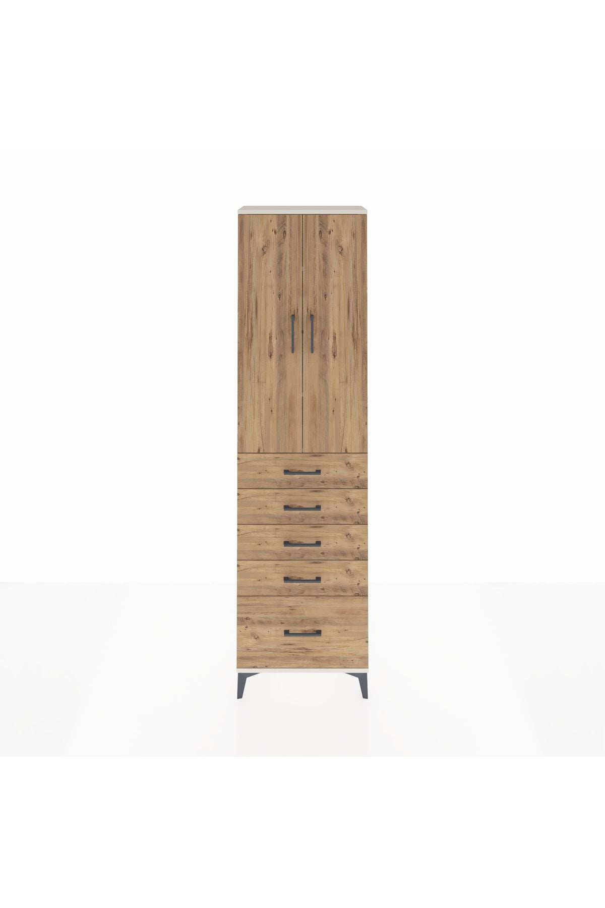 Arges Dolap 3 Raflı 5 Çekmeceli 2 Kapaklı 60x30x221 Aytaşı-Çam