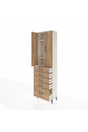 Arges Dolap 3 Raflı 5 Çekmeceli 2 Kapaklı 60x30x221 Aytaşı-Çam